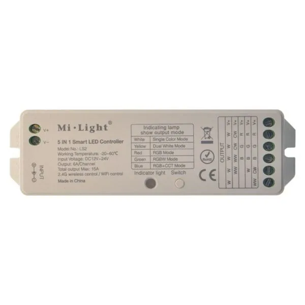Controler inteligent universal 5in1 LS2 2.4GHz Wireless RF Mi-Light pentru banda LED 5 Canale 15A