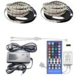 Kit Banda led 10metri RGBWW 4 in 1, RGB+Alb Cald in acelasi chip, Transformator 7A, Telecomanda IR 40 Taste