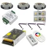 Kit Banda led RGBWW 4 in 1 5050,60led/m, ip20 , Transformator 20A, Telecomanda cu TouchScreen 15Metri