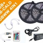 Kit Banda Led RGBWW 4in1(RGB +ALB CALD)5050, 10metri ip20, Controller WIFI, +telecomanda 24 taste, Transformator 5A
