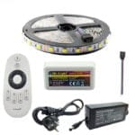 Kit Banda led Alb Variabil 5050 ip20, Telec Touchscreen Mi light  5metri, Dual White