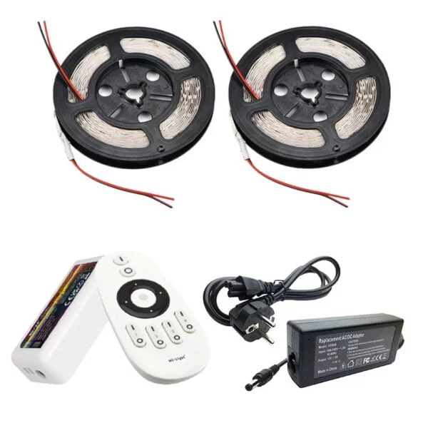 Kit Banda led Alb Rece 5630 60led/m ip20, 12v, 10 metri, Telecomanda+Transformator 6A