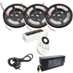 Kit Banda led Alb Cald 5630 60led/m ip20, 12v, 15metri, Telecomanda+Transformator 10A