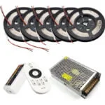 Kit Banda led Alb Rece 5630 60led/m ip20, 12v, 25 metri, Telecomanda+Transformator 20A