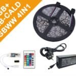 Kit Banda Led RGBWW IP65 4in1(RGB +ALB CALD) 5050, Controller WIFI+telecomanda 24 taste, Transformator 5A, 5 metri