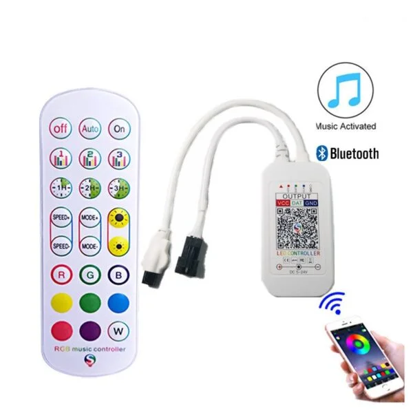 Controler muzical cu telecomanda 24 taste bluetooth 1 iesire pentru banda led digitala