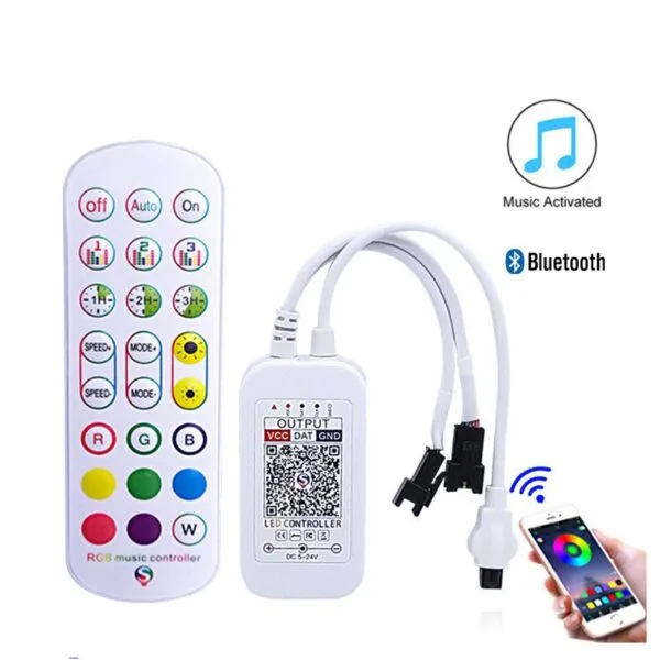 Controler muzical cu telecomanda 24 taste bluetooth 2 iesiri pentru banda led digitala