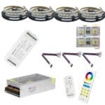 Kit Banda led RGBWW 20 Metri (RGB+Alb Cald) 4in1 5050,60led/m, ip20  , Transformator 20A, Controler cu telecomanda FUT044A