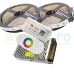 Kit banda LED RGBWW 10 metri (RGB + Alb Cald) 4in1 IP20 5050 12V 60led/m, Controler cu telecomanda Smart Wifi TUYA , Sursa alimentare 10A 120W metalic