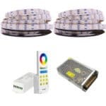 KIT Banda LED RGBCCT 5in1 5050 60led/m , controler cu telecomanda FUT045A, Sursa de alimentare 10A 10 metri