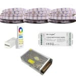 KIT Banda LED RGBCCT 5in1 5050 60led/m , controler cu telecomanda FUT045A, Sursa de alimentare 15A 15 metri