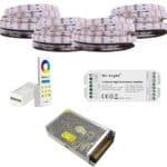 KIT Banda LED RGBCCT 5in1 5050 60led/m , controler cu telecomanda FUT045A, Sursa de alimentare 15A 20 metri
