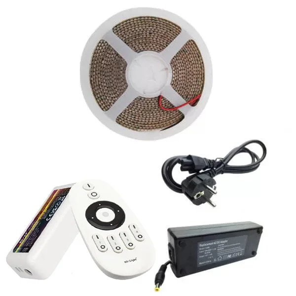 Kit Banda LED Alb Natural 240led/metru, Controler cu telecomanda 2.4G, Sursa de alimentare 5A, 5 metri