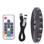 Kit Banda LED RGB 5V USB 30 LED/M, Controler cu telecomanda 17 taste, 2 metri