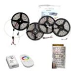 Kit Banda led RGB, Controler cu telecomanda FUT025, 5050,60led/m IP20, Transformator 20A, 20Metri