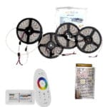 Kit Banda led RGB, Controler cu telecomanda 2.4G Touchscreen 5050,60led/m IP20, Transformator 20A, 20Metri