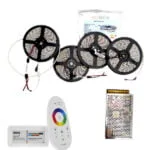 Kit Banda led RGB, Controler cu telecomanda 2.4G Touchscreen 5050,60led/m IP20, Transformator 20A, 20Metri