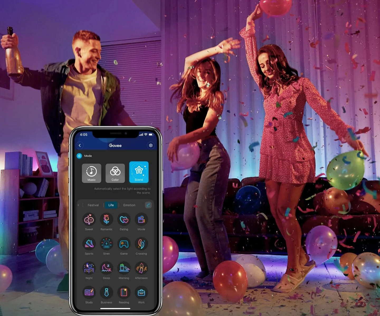 Banda LED Govee H6144 RGBIC, Sincronizare Muzica, Wifi si Bluetooth 10m, Alexa, Google Asistant