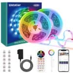 Kit Banda LED Ustellar 12M RGBIC, Sincronizare Muzica, Smart, Wifi, Telecomanda, Alexa, Google Assistant