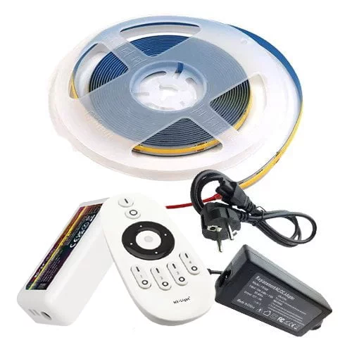Kit Banda LED COB Alb Natural 384led/M, 4000k IP20, 12V ,Telecomanda Cu Controler RF, Sursa De Alimentare 5A, 5 METRI