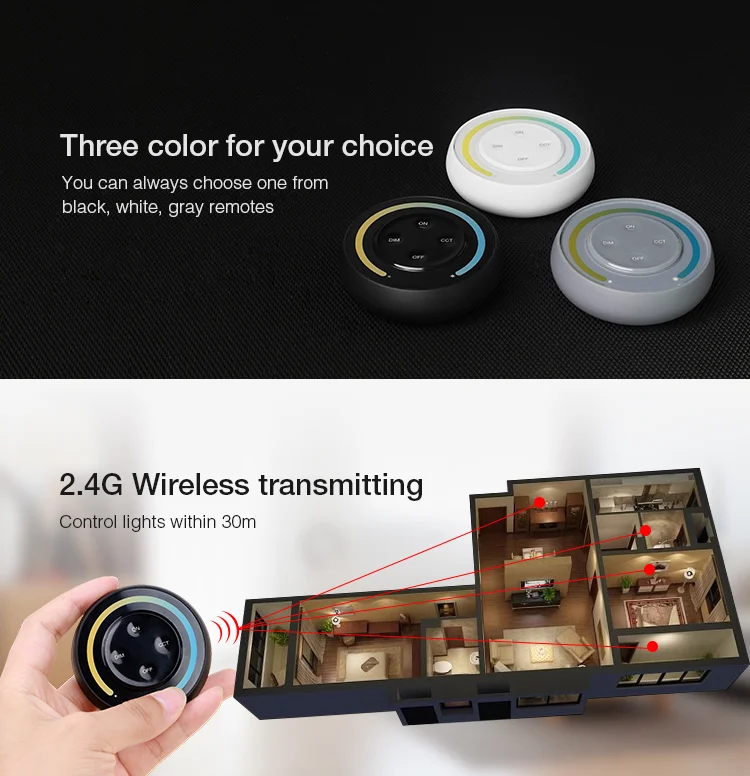 MiBoxer S1-B Telecomanda Sunrise 2.4G, Dual White / Monocolor, Negru