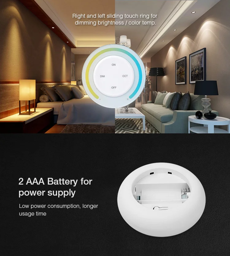 MiBoxer S1-B Telecomanda Sunrise 2.4G, Dual White / Monocolor, Negru