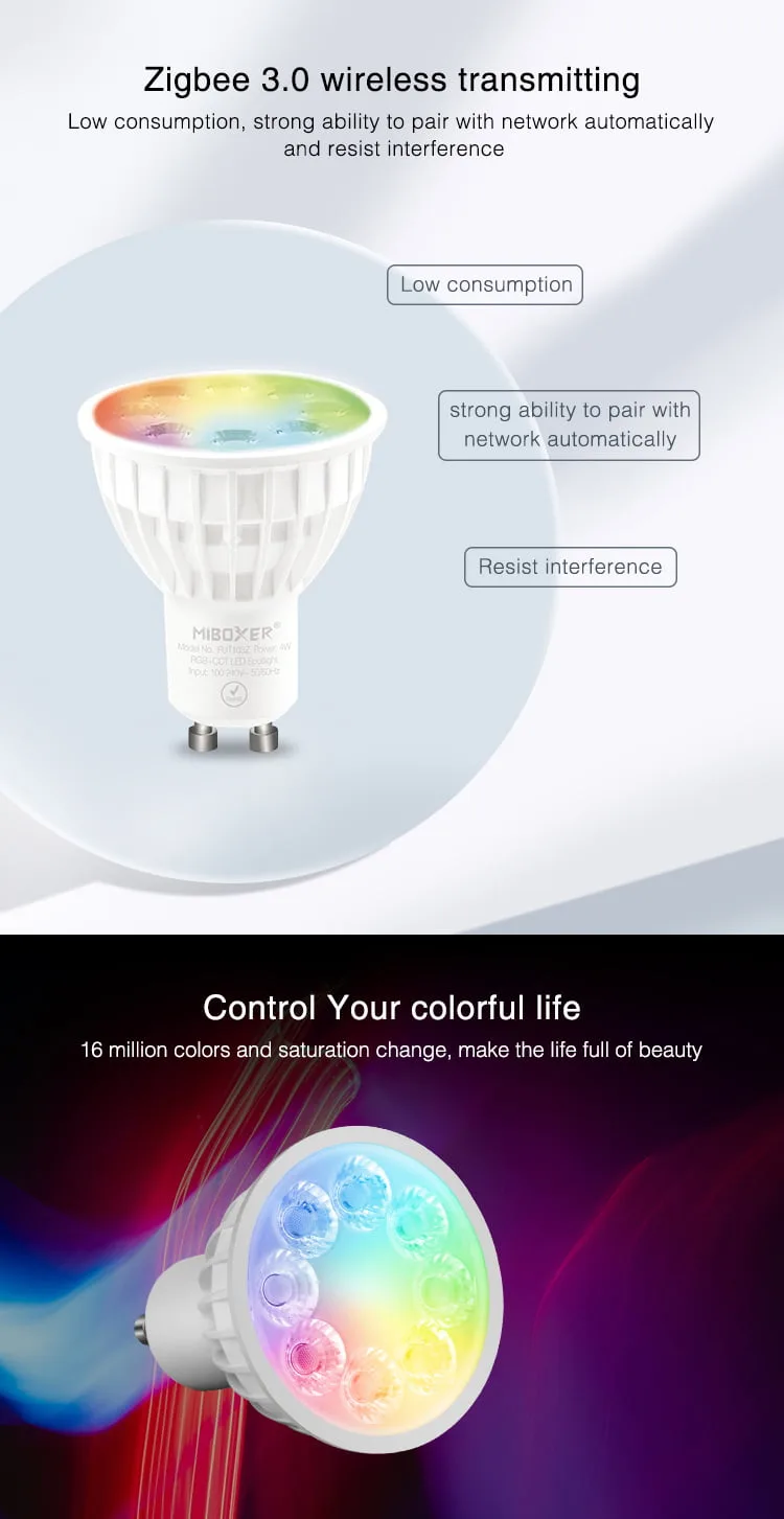 MiBoxer FUT103Z Bec LED 4W GU10 RGBCCT ( Zigbee 3.0 )