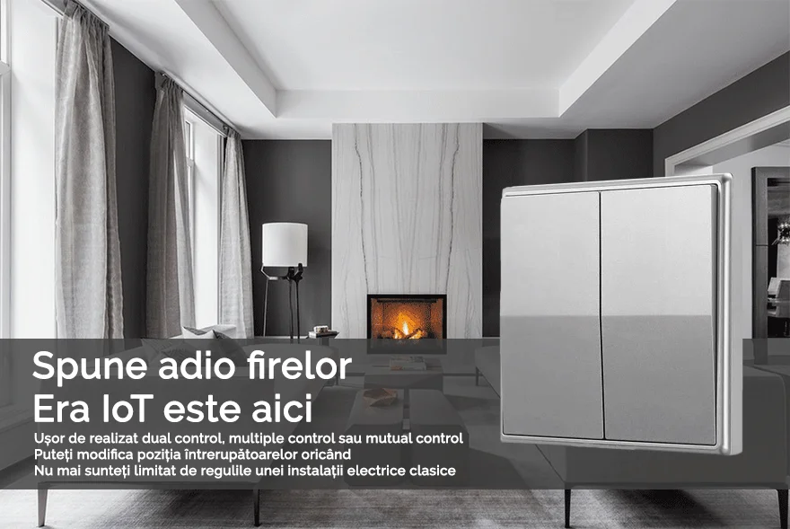 Întrerupător wireless Kinetic Energy cu 4 butoane, cu revenire