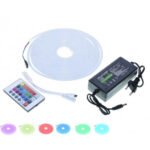Kit Banda LED Neonflex RGB, 12V, 5 Metri, IP65, Controler 24 taste, Sursa de alimentare 5A