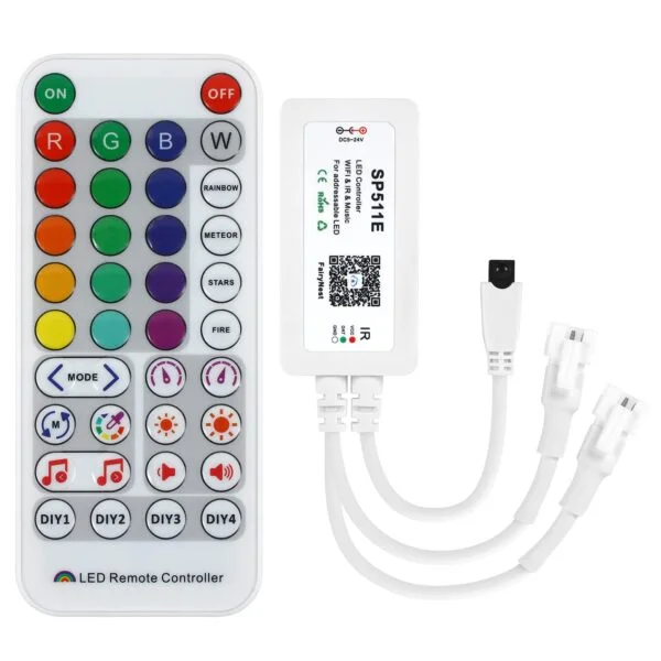 Controler cu telecomanda banda LED Digitala SP511E, 2 iesiri pentru WS2812B WS2811, muzical