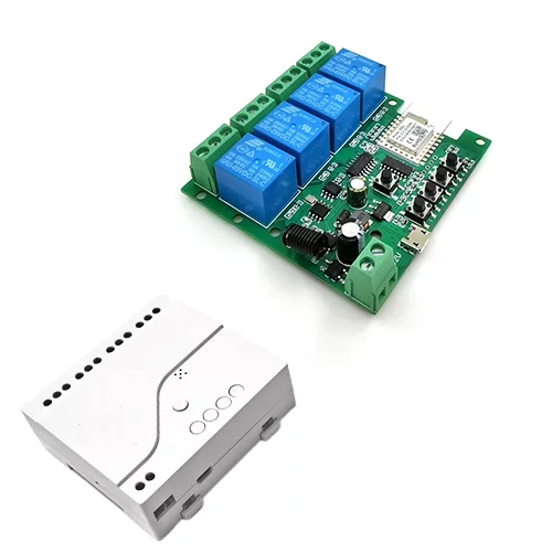 Releu Smart cu 4 canale 5V-32V, Dry Contact, Zigbee+RF, Carcasa Inclusa