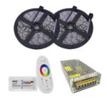 KIT Banda led RGB 5050 24V, IP20, 60LED/m, Controler cu telecomanda Touchscreen, Sursa de Alimentare 24V 10A Metalica, 20 Metri