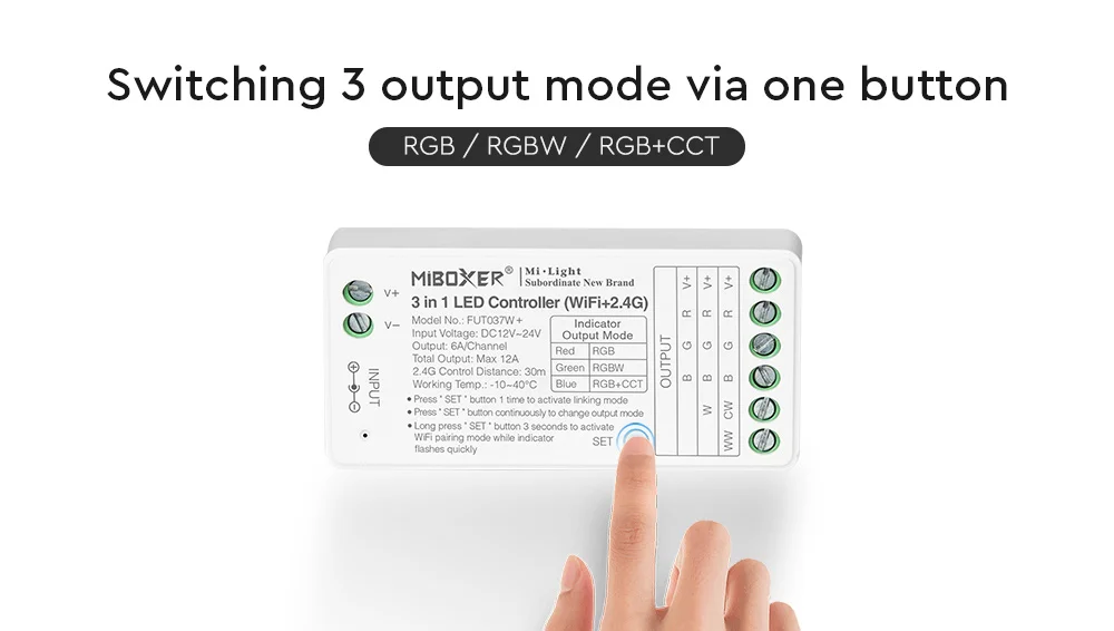 MiBoxer FUT037W+ Controler 3in1 WiFi+2.4G RGB / RGBW / RGB+CCT