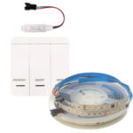 Kit Banda LED Digitala Alb Cald 24V 120 led, 2835, IP20 + Controler cu Intrerupator, 10 metri