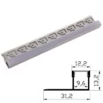 Profil Aluminiu Rigips 2m perete terminal 31.2x13.2mm, 12.5mm interior DL66971