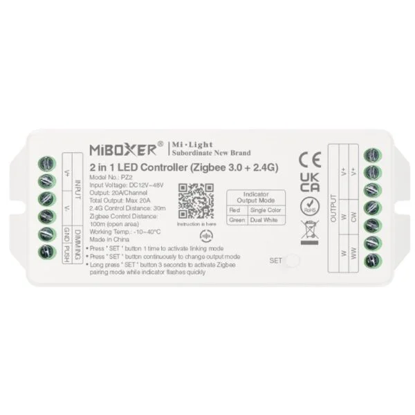 MiBoxer PZ2 Controler LED 2in1 Monocolor/Dual White (Zigbee 3.0 + 2.4G) Iesire Max 20A