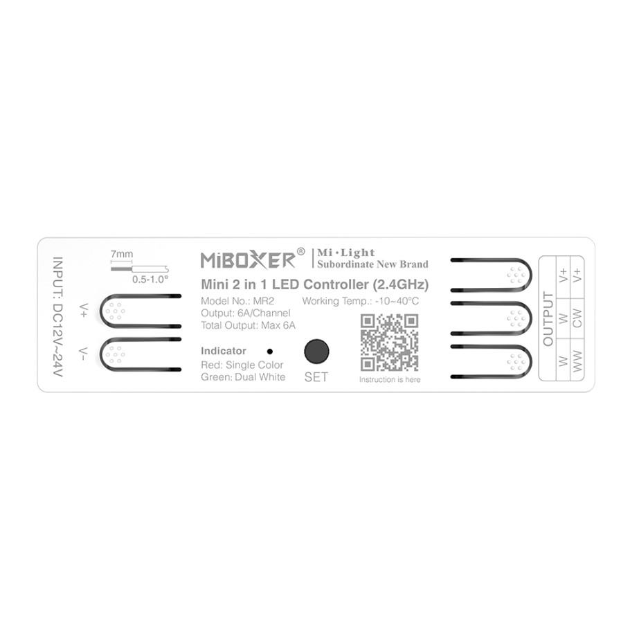 MR2 MiBoxer MR2 Mini Controler LED 2in1 Monocolor/Dual White 2.4Ghz - imagine 1